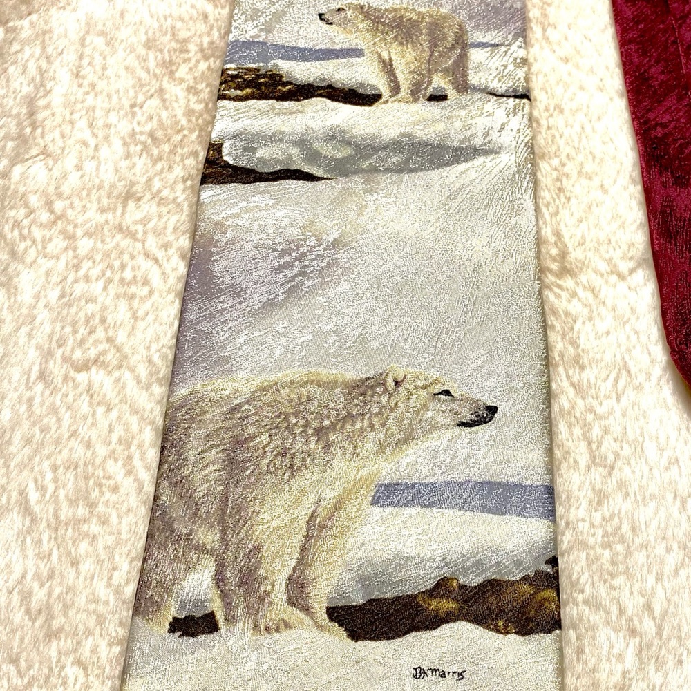 Bear Pattern silk Tie by Bonnie Marris - Picture 5 of 11